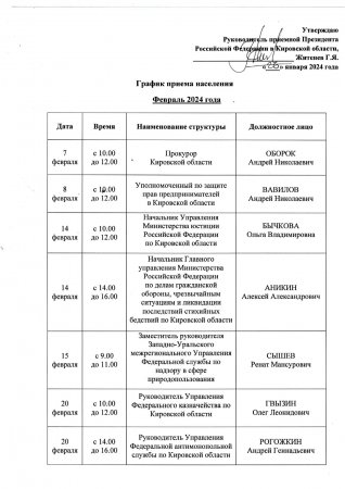 График приема населения