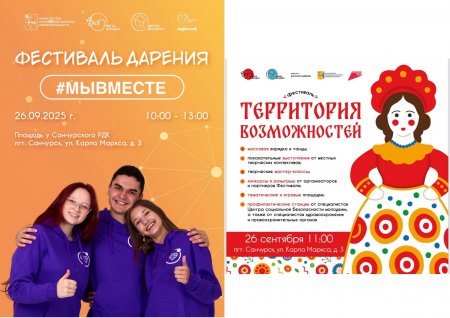 Проведение фестиваля дарения #МЫВМЕСТЕ и фестиваля от КОГАУ «Областной дворец молодежи» «Территория возможностей»